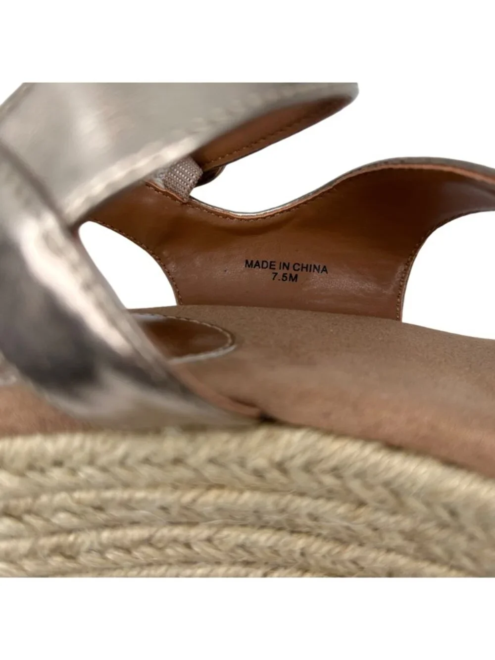 NWT STYLE & CO XENAA METALLIC GOLD WEDGE ESPADRILLES SANDALS HEELS - 7.5